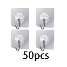 Damage-Free Adhesive Hooks, Wall Hooks For Hanging Items, Suitable For Kitchen, Bathroom, Picture Frames, Posters, Clocks And More, Easy To Tear And Stick Multi-Purpose Hooks, Practical Hooks, Easy Installation, Damage-Free Removal, Damage-Free Hanging, Streamlined Hook Design | Modern | Waterproof | Rust-Proof - Multicolor - View 14