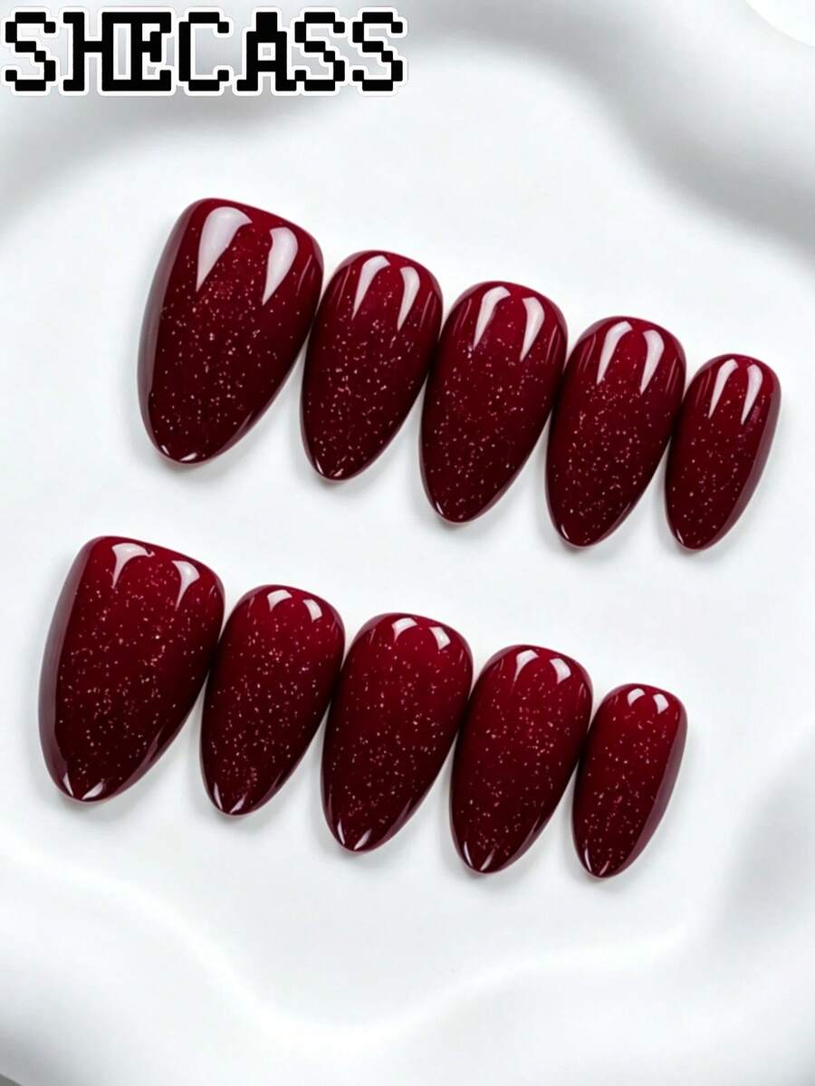 Shecass 10pcs Handmade Press-On Nails Short Length Suitable For Summer Vacation Graduation Party - Multicolor - View 1