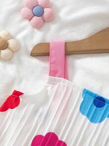 BASUSARRI Conjunto de top sin mangas con estampado floral y lazo, y shorts a juego para niñas jóvenes, conjunto de fiesta de verano casual de color dopamina - Rosa - Ver 6