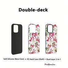 [Ships From Germany/France/Spain/Italy] Phone Case - Christmas Bow Pattern 2-In-1 Screen Protector, Stylish Protective Case, Valentine's Day Gift, Compatible With Apple 11-17 Pro/Max/Plus/Air And Galaxy S21-S26 Ultra, Drop-Proof, Wear-Resistant, Anti-Yellowing, Perfect Gift - 1 Image - View 3