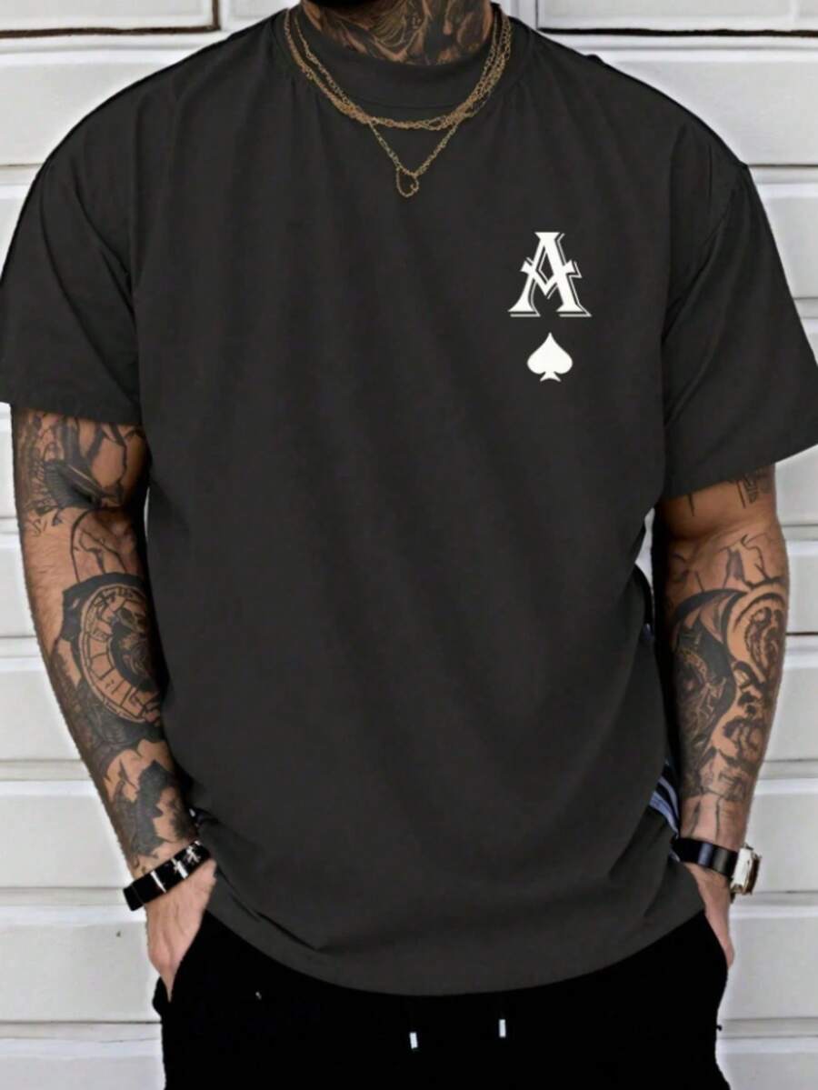 Camiseta de cuello redondo de corte slim casual para hombres, adecuada para el transporte - Negro - Ver 1