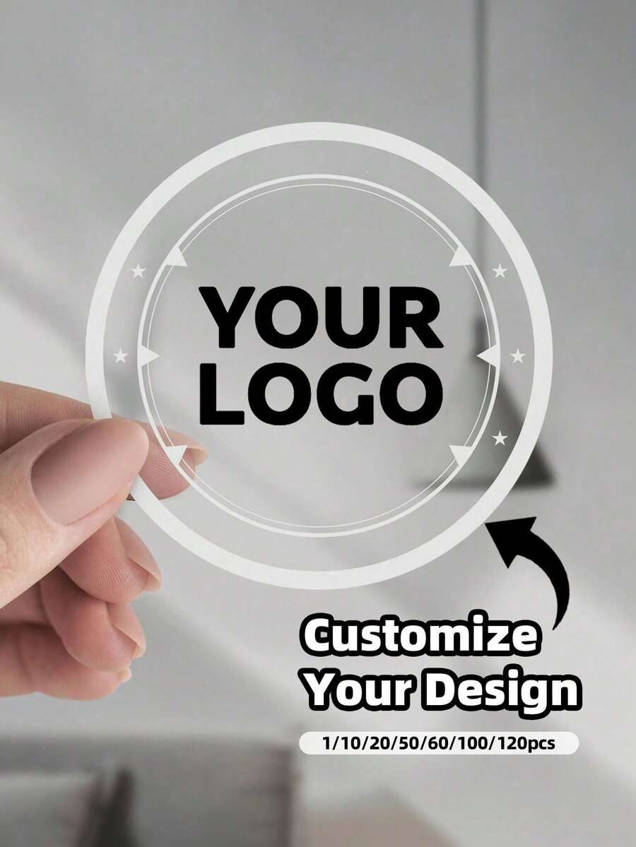 1/10/20/50/60/100/120pcs Personalized Labels, Customizable Logo/Image/Text Stickers, Transparent Thank You Seal Stickers, Suitable For Business, Wedding And Housewarming, Waterproof - Transparent - View 1