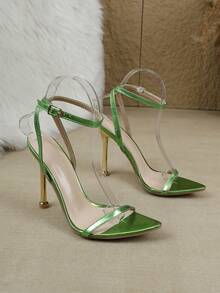 2026 Spring/Summer Fashion High Heel Pointed Toe Single Strap Sandals - Green - View 8