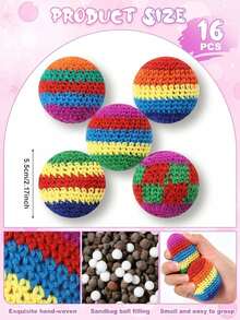 Juego de 12 piezas de bolsas de frijoles tejidas a mano (surtido aleatorio) – Juego de tela suave (múltiples colores disponibles) – Adecuado para entrenamiento, práctica y ocio; perfecto para fiestas, vacaciones y desarrollo de habilidades (amigable para principiantes) - Multicolor - Ver 13