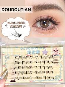 DOUDOUTIAN 50 Clusters Manga Lower False Eyelashes, Natural Lightweight Comic Style Lashes, Reusable Soft Lashes For Daily & Cosplay Makeup - View 1