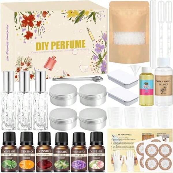 Perfume Making Kit- DIY Solid Perfume Making Kits For Women, Portable Pocket Solid Balm With Perfume Bottle, Travel Perfume Maker, Make Your Own Perfume Kit, Fragrance Blam Gifts For Girls