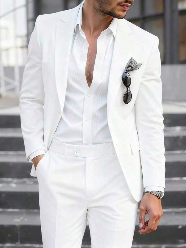 Traje de dos piezas para hombre: Chaqueta + Pantalones. Adecuado para usar durante todo el año, incluyendo bodas, entrevistas de trabajo, fiestas y diversas reuniones sociales.