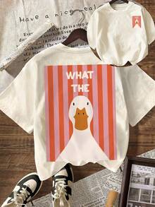 WHAT THE Women's Summer Tops, Vacation Tops, Women's T-Shirts, Summer Tops, Casual Blouses For Women, Short Sleeve Crew Neck T-Shirts - 黑色 - 查看 1