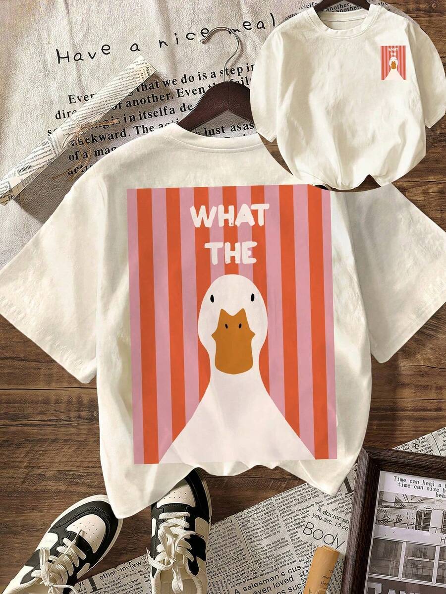 WHAT THE Women's Summer Tops, Vacation Tops, Women's T-Shirts, Summer Tops, Casual Blouses For Women, Short Sleeve Crew Neck T-Shirts - 黑色 - 查看 1