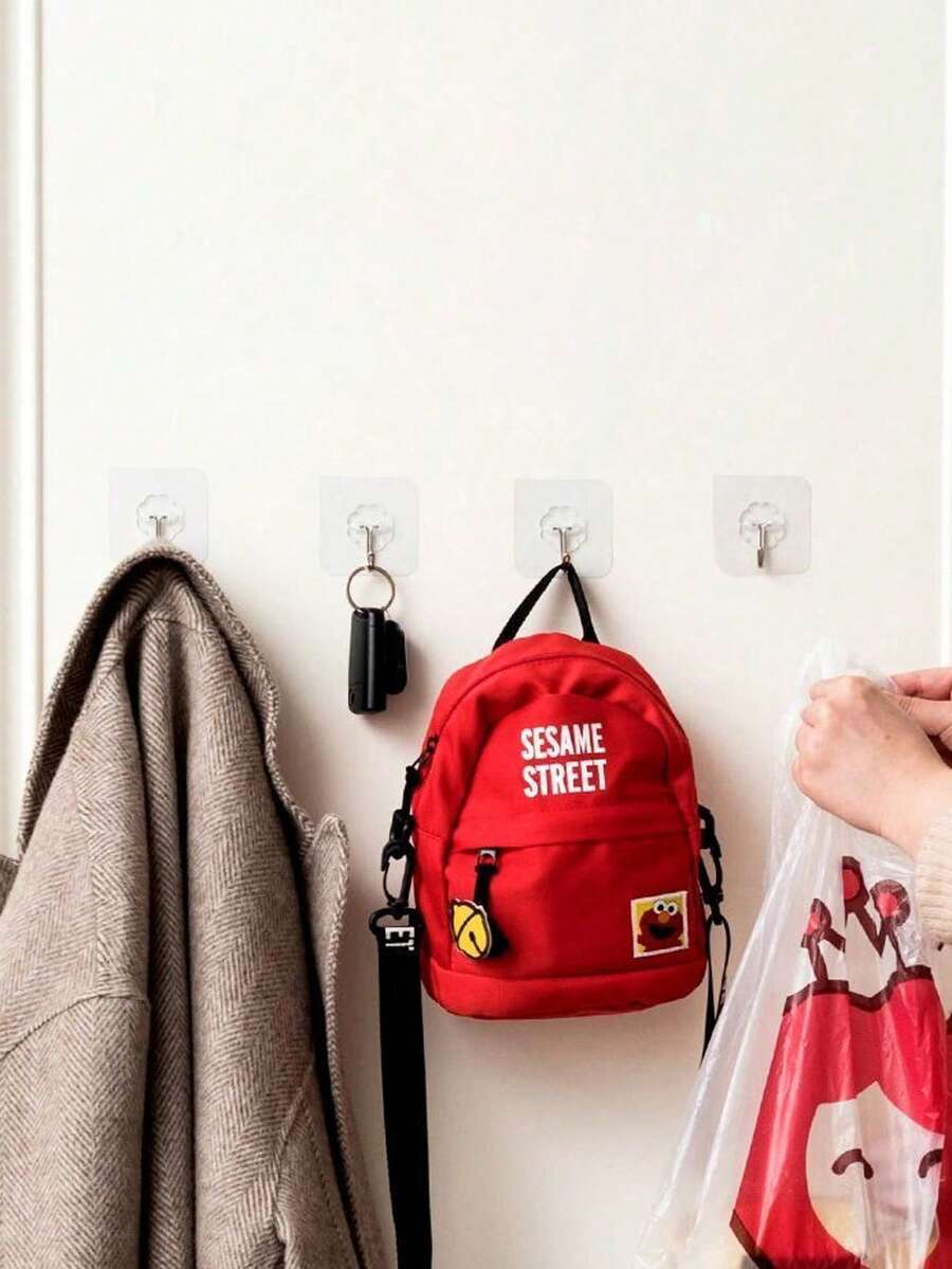 Transparent Heavy Duty Adhesive Hooks, Super Strong Load-Bearing No-Drill Hook Set, Waterproof & Moisture-Proof Heavy Duty Transparent Small Hooks, Multi-Surface Applicable Strong Fixing Hooks, Home Storage Essential, High Transparency Invisible Wall Adhesive Hooks, No-Nail Damage-Free Wall Hooks, Multi-Functional Whole House Organization Hooks - Multicolor - View 1