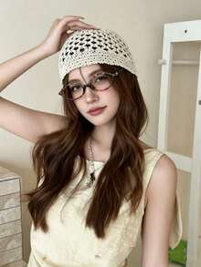 1pc Women's Y2K Cute Casual Fashion Handmade Crochet Hollow Knit Bucket Hat, Suitable For Outdoor, Photography And Daily Wear - Multicolor - View 7