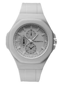 REBIRTH A Stylish, Simple, And Casual Women's Watch With A Quartz Movement And A Silicone Strap, Suitable For Everyday Wear. - Grey - View 8