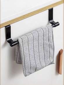 Stainless Steel Single Bar Towel Rack, Suitable For Kitchen And Bathroom, No Drilling Required, Towel Hanging Rod, Cabinet Door Hook - Multicolor - View 7