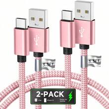 3pcs/Set USB-C Data Cable (10ft/6ft/3.3ft) USB To USB-C Charging Cord, Fast Charging Type-C Braided Cable Compatible With Galaxy S25 S24 S23 S22 S21 S20 A25 A54 A15 A14, Note, Flip, Pixel, Moto And More - Multicolor - View 18