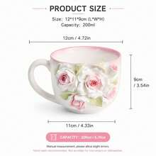 Handmade Rose Flower Embossed Mug, 3D Floral Ceramic Mug, Elegant Rose Tea Cup, Perfect Gift For Friends, Birthday, Office Coffee Mug - Multicolor - View 15