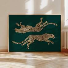 1pc, Canvas Wall Art, Framed Wall Decor, Minimalist Leopard Print Canvas Wall Art, Abstract Leopard Silhouette Poster, Emerald Green Background Aesthetic Decor, Suitable For Modern Home Decor, Room Decor, Dorm Decor, Bedroom Decor, Living Room Decor, Bathroom Decor, Kitchen Decor, Dining Room Decor, Living Room Decor, Office Decor, School Decor, Classroom Decor, Back To School Decor, Waterproof Poster, Apartment Wall Decor - Cheetah - View 5