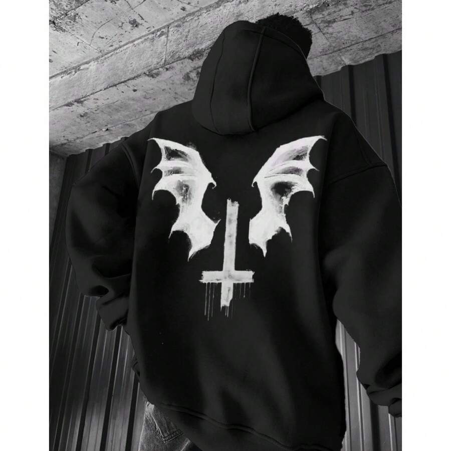 Sudadera unisex con capucha, estampado digital, estilo moderno y casual, para parejas, ideal para otoño e invierno, Halloween. - Negro - Ver 1