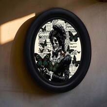 1pc 3D Black No-Drill Photo Frame, Gothic Oval Photo Frame, Suitable For Home Decor, Office Decor, Holiday Decor - 8 - View 4