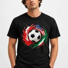 [E Mexico 2026] Men's Summer T-Shirt, New Model For USA-Canada-Mexico 2026 Soccer Fans - Colorful Soccer Ball Print, Casual Sportswear For Men - 白色 - 查看 4