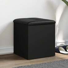vidaXL Sitzbank Mit Stauraum Schwarz 42x42x45 Cm Holzwerkstoff, Schuhbank, Flurbank, Dielenbank, Bank, Aufbewahrungsbank, Flurbank Mit Stauraum - Black - View 9