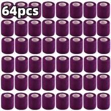 شريط لاصق ذاتي مرن 64 لفة 5 سم * 4.5 م من قماش غير منسوج متعدد الاستخدامات حماية رياضية ضماد الحيوانات الأليفة عالمي - الأرجواني - مشاهدة 2