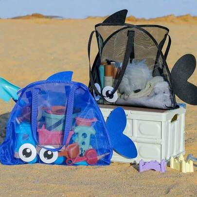 Large Capacity Mesh Beach Bag Outdoor Beach Toy Storage Bag Big Eye Mesh Beach Travel Swimming Bag