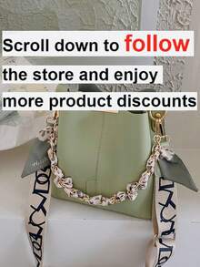 Scarf Decor Metal Accent Slender Crossbody Bag, Elegant - Green - View 2