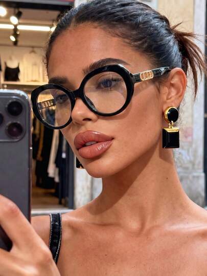 1 pieza Gafas de plástico multicolor de talla grande con forma de ojo de gato redonda, estilo bohemio vintage de moda con estampado de leopardo, personalizadas para uso diario, elegantes de alta gama, estilo juvenil Y2K de dopamina y calle, decorativas sin graduación, gafas de computadora, adecuadas para lectura, regreso a la escuela, trabajo, citas, fotografía callejera, uso de teléfono, uso de computadora, etc.