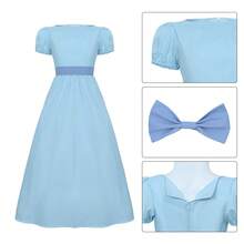Disfraz de cosplay de Peter Pan, disfraz de cosplay de la princesa Wendy, traje de actuación de vestido largo. - Vestido de la princesa Wendy [vestido + accesorio para el cabello + cinturón] - Ver 2
