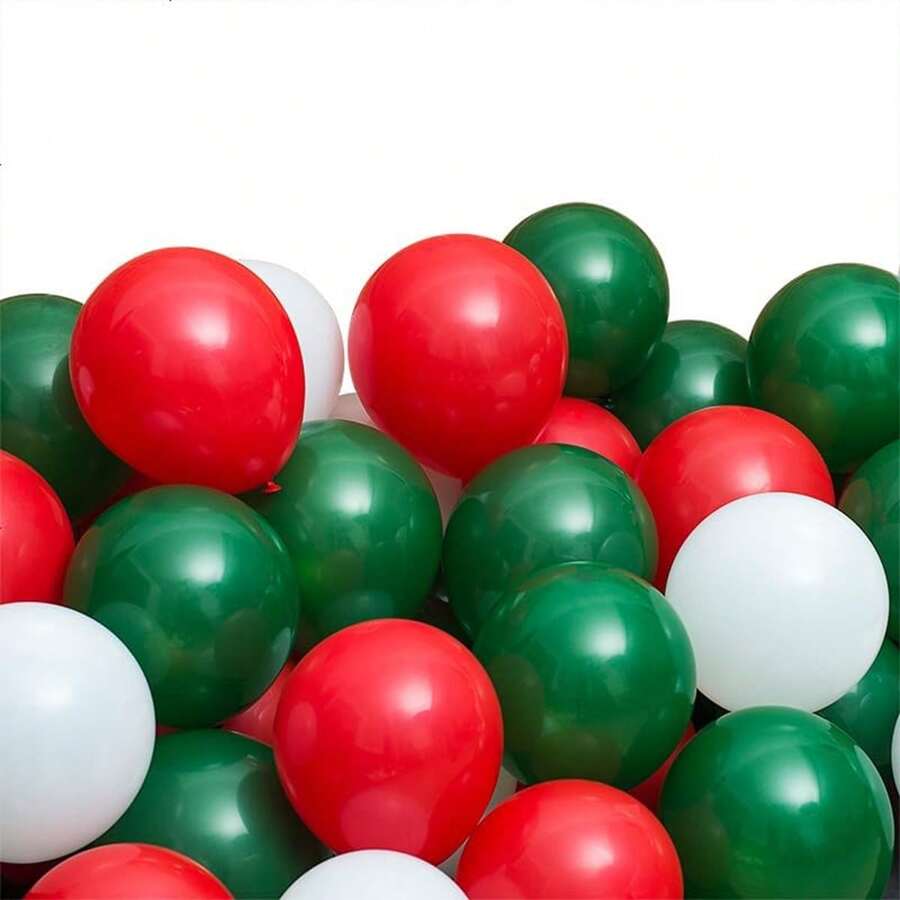 30 piezas Globos Rojos & Verdes 10in/25.4cm Globos de Látex Rojos, Verdes y Blancos, Perfectos para Cumpleaños, Boda, Día de San Valentín, Navidad, Año Nuevo, Ceremonia de Apertura, Graduación, Decoración del Hogar, Arreglo de Globos, Fiesta de Globos, Accesorios de Fotografía, Fondo de Foto de Registro, Accesorios de Foto, Decoración de Naturaleza Muerta - Ver 1