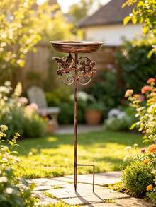 Iron Bird Bath And Feeder, Multiple Sculptural Designs Available, With 5-Prong Rust-Resistant Fixed Feet, Sturdy Outdoor Standing, Suitable For Garden And Yard Decoration, Can Be Used For Bird Drinking And Bathing, Easy To Clean - TK18MINI - View 5