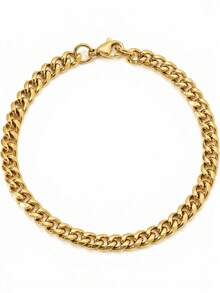 Men's Chain Bracelet, 1pc Men's Stainless Steel Clasp Bracelet - Gold - View 18