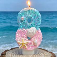 海洋系列藍色沙灘數字蠟燭 0-9，適用於生日蛋糕裝飾、節日派對、生日派對、成人派對、畢業典禮 - 查看 9