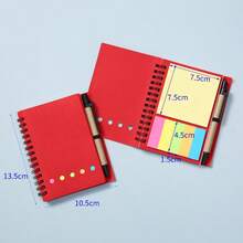 1/2/5pcs Notebook Set With Pen Holder And Random Color Index Label Stickers, Colorful Card Pen Design Spiral Bound Sticky Note Notebook, Creative Spiral Notebook Business Kraft Paper Notebook Sticky Note Combination Notepad, Suitable For Study And Office Use, Random Notebook, Sticky Note Set - Black - View 12