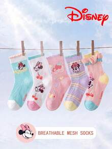 Disney 10/5/1雙正版迪士尼襪圖案嬰兒網眼鏤空中筒襪，適合夏季穿著。可愛卡通設計，時尚可愛的迪士尼嬰兒夏季襪。透氣吸濕，休閒多功能，時尚卡通圖案襪，適合嬰兒、禮品與日常使用。 - 彩色 - 查看 11