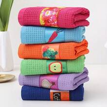 1/2/6pcs,100% Cotton Waffle Checkered Kitchen Tea Towels Large Size Ultra Soft Highly Cloth For Dishwashing Kitchen Cleaning - Multicolor - View 2