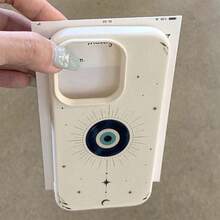 1pc TPU Evil Eye Star Moon Guardian Pattern Phone Case Compatible With IPhone 17 Pro Max/17/16 Pro Max/15/13/12/11/ S20 FE/A15/S24/A55/ Note 11/Note 12/Note 13 Pro Full Coverage Shockproof Soft Shell Protective Cover - White - View 3