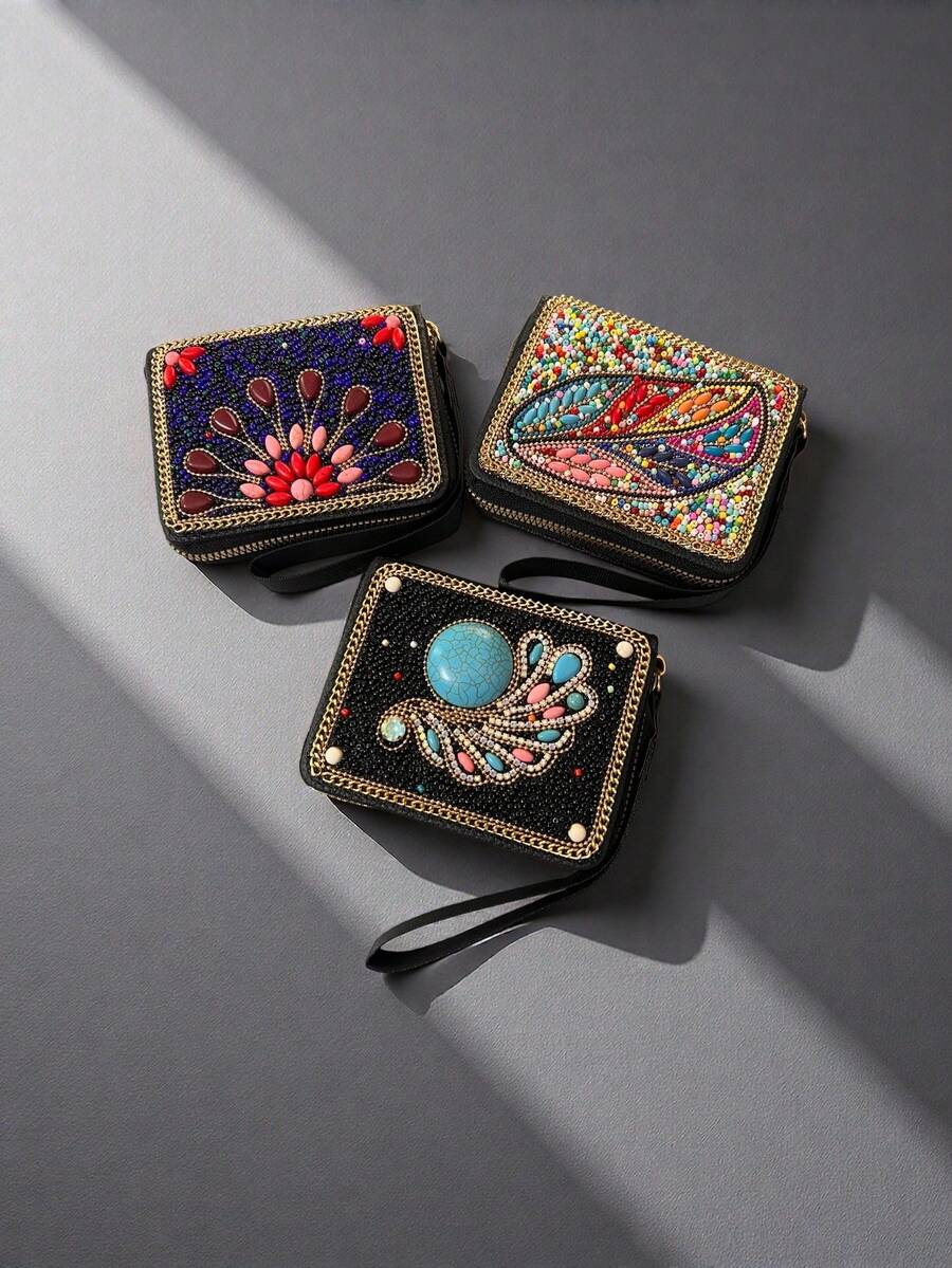 Hot-Selling Bohemian Style Card Holder With Money Tree, Eye, Peacock, Leaf Patterns, Large Capacity Multi-Function Card Storage Bag, Creative Gift Choice For Best Friends And Yourself