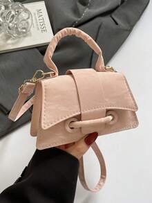 2026 Super Textured Lipstick Case Mini Square Handbag New Solid Color Versatile Tote Bag Women's Bag - Pink - View 9