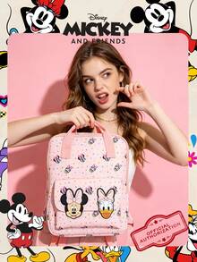 1pc Disney Officially Licensed Minnie Mouse And Daisy Duck Pattern Backpack, Pink Polka Dot Full Print Daypack, With 3D Character Decoration, Cartoon School Bag, Suitable For Fans/Girls/Students/Teens/Graduates, Perfect For Daily Use, Outings, Travel, Shopping And Back To School Season - Multicolor - View 8