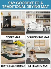 1 pieza Tapete de goteo para encimera de cocina, tapete para máquina de café con fuerte absorción de agua, aislamiento térmico y tapete de secado de silicona antideslizante para cafetera, máquina de espresso (la medición manual puede tener una ligera desviación) - esqueleto - Ver 3