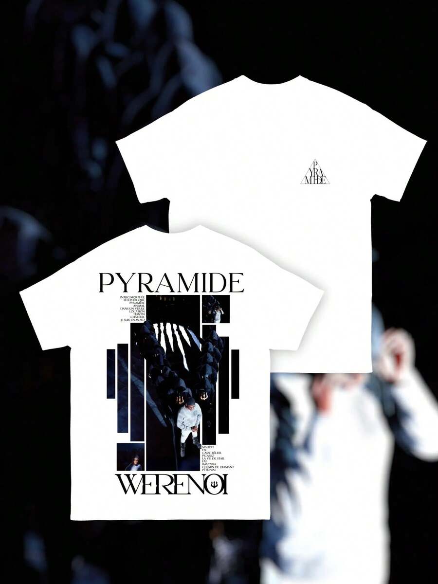T-Shirt From Werenoi's Pyramid Album, Merchandising 2026, Unisex Cotton T-Shirt For Men And Women, Oversized Y2k T-Shirt, Exclusive Gifts For Tour Fans. - 白色 - 查看 1