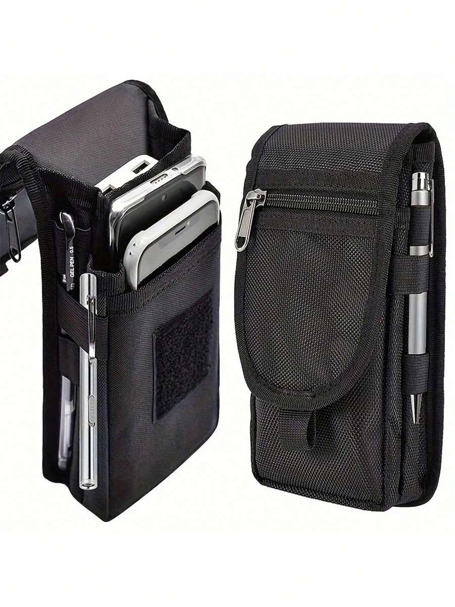 1件裝 防水尼龍手機腰包 多口袋 EDC 便攜包 素色聚酯纖維 - 彩色 - 查看 1