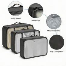 8pcs Packing Cubes Travel Set, Luggage Organizer Mesh Breathable Travel Containers, Plane Travel Essentials Dorm Room Essentials College Cruise Essentials, Travel Essentials Travel Necessities For Clothes Shoes Cosmetics Suitcase Organizer - Black - View 2