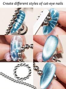 Set di strumenti per arte di unghie con perla rotonda da 5 mm e doppia estremità magnetica, adatto per design di unghie con effetto onda d'acqua e occhio di gatto fai-da-te e decorazioni lucide, strumento ausiliario professionale per arte di unghie, crea rapidamente e facilmente l'effetto occhio di gatto sulle unghie, accessorio per salone di bellezza - Multicolore - Visualizzare 6