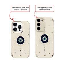 1pc TPU Evil Eye Star Moon Guardian Pattern Phone Case Compatible With IPhone 17 Pro Max/17/16 Pro Max/15/13/12/11/ S20 FE/A15/S24/A55/ Note 11/Note 12/Note 13 Pro Full Coverage Shockproof Soft Shell Protective Cover - White - View 7