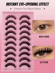 ICHICKISS 10 Pairs Soft False Eyelashes, Curly, Skin-Friendly Non-Irritating, Reusable, Suitable For Eyelash Extensions - Black - View 2