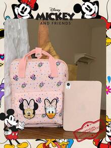 1pc Disney Officially Licensed Minnie Mouse And Daisy Duck Pattern Backpack, Pink Polka Dot Full Print Daypack, With 3D Character Decoration, Cartoon School Bag, Suitable For Fans/Girls/Students/Teens/Graduates, Perfect For Daily Use, Outings, Travel, Shopping And Back To School Season - Multicolor - View 5