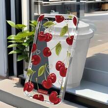 Funda de teléfono con diseño de corazón de cereza retro para Moto Edge 20, 30, 40NEO, 50 Pro, Edge+ (2023), G5G (2023/2024), Power (2025), G05, G13, G14, G15, G23, G24, G32, G34, G35, G45, G50, G52, G54, G55, G60, G72, G75, G82, G84, G85, E22i – Funda protectora transparente a prueba de golpes de TPU con diseño de dibujos animados, elegante y creativa, de carcasa suave. - transparente - Ver 1