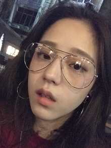3件裝時尚金屬經典復古飛行員風透明鏡片眼鏡，韓版復古個性大框金屬平光鏡，中性款 - 彩色 - 查看 2